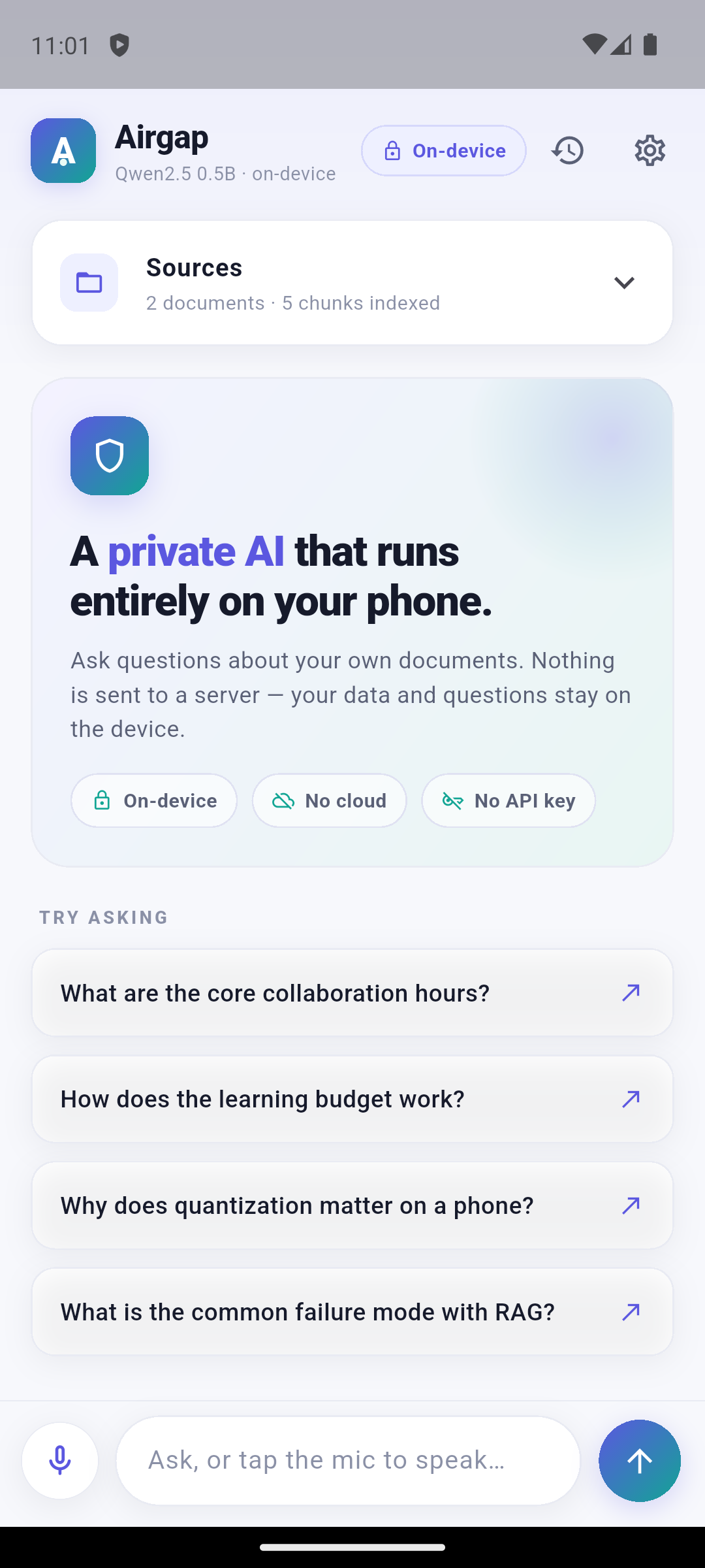 Airgap — private, on-device